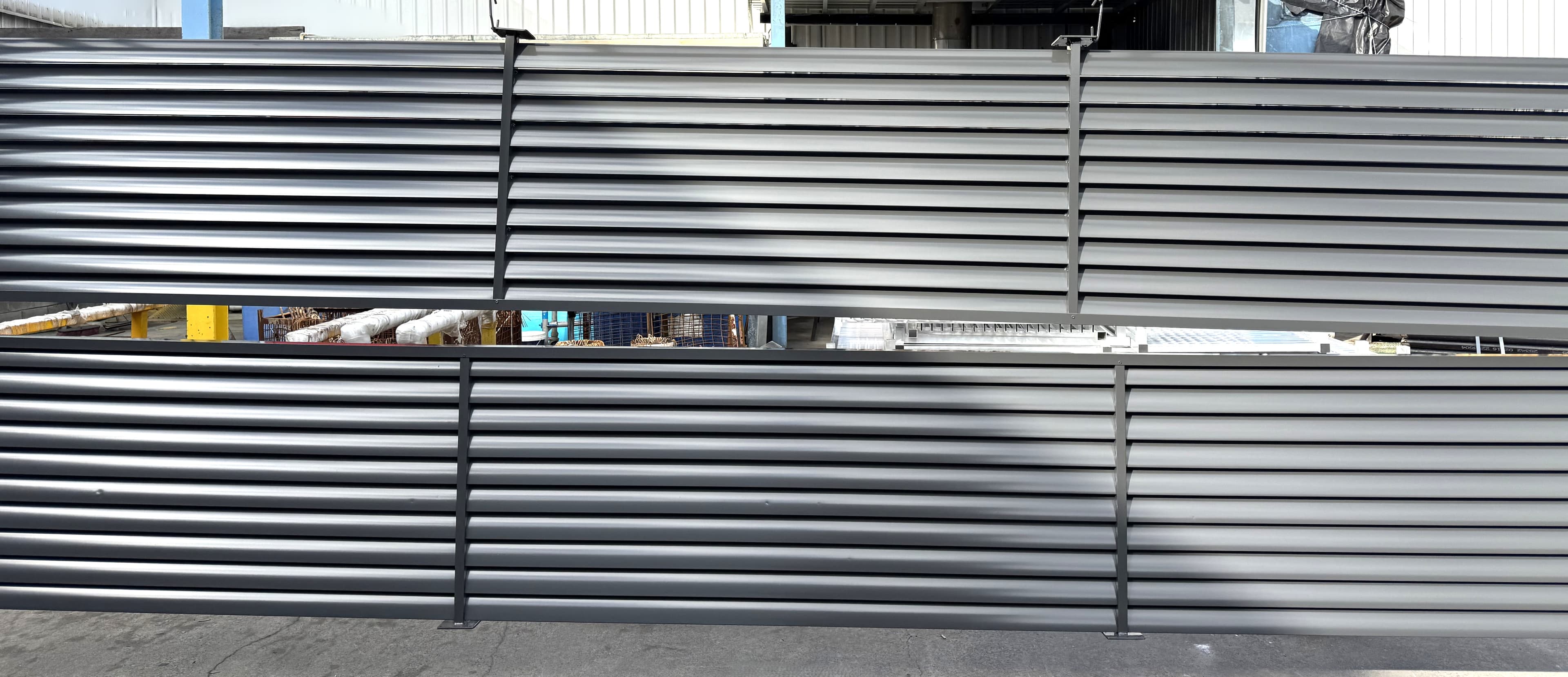 Powder coated steel gate and fencing panels